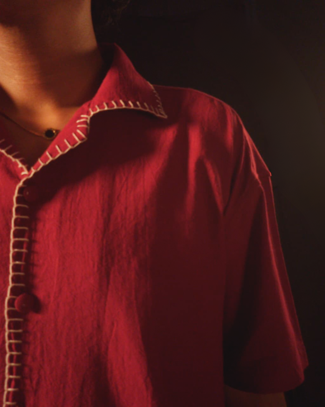 THE GAMBIT OVERSIZED COTTON CROSS STITCHED SHIRT